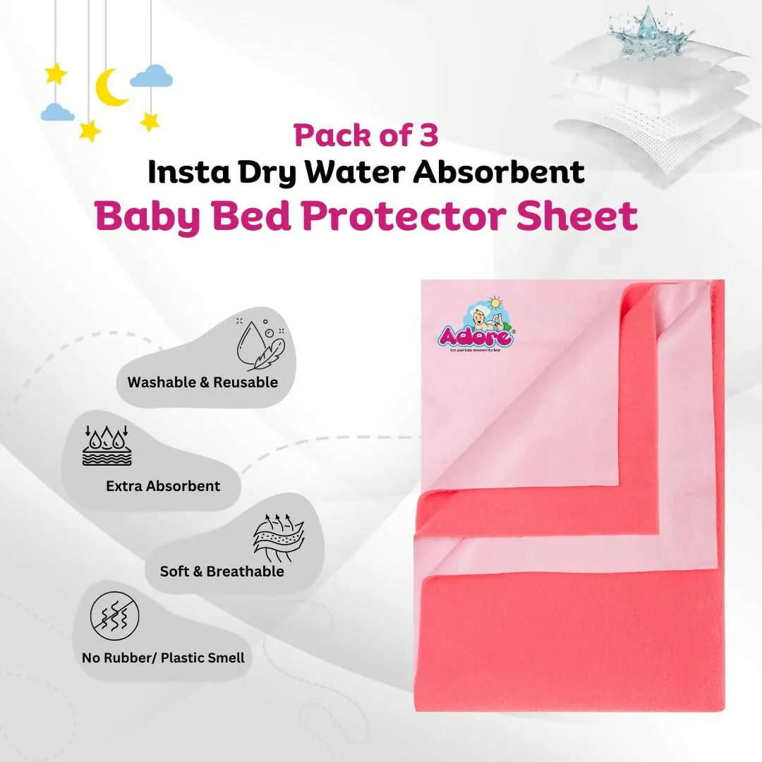 ADORE Instadry/dry sheet Baby Bed Protector Combo-Pack of 3
