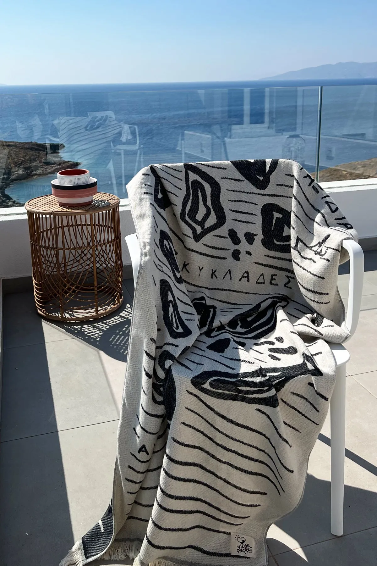 “Aigaio” Beach Towel in Black (1 LAST)