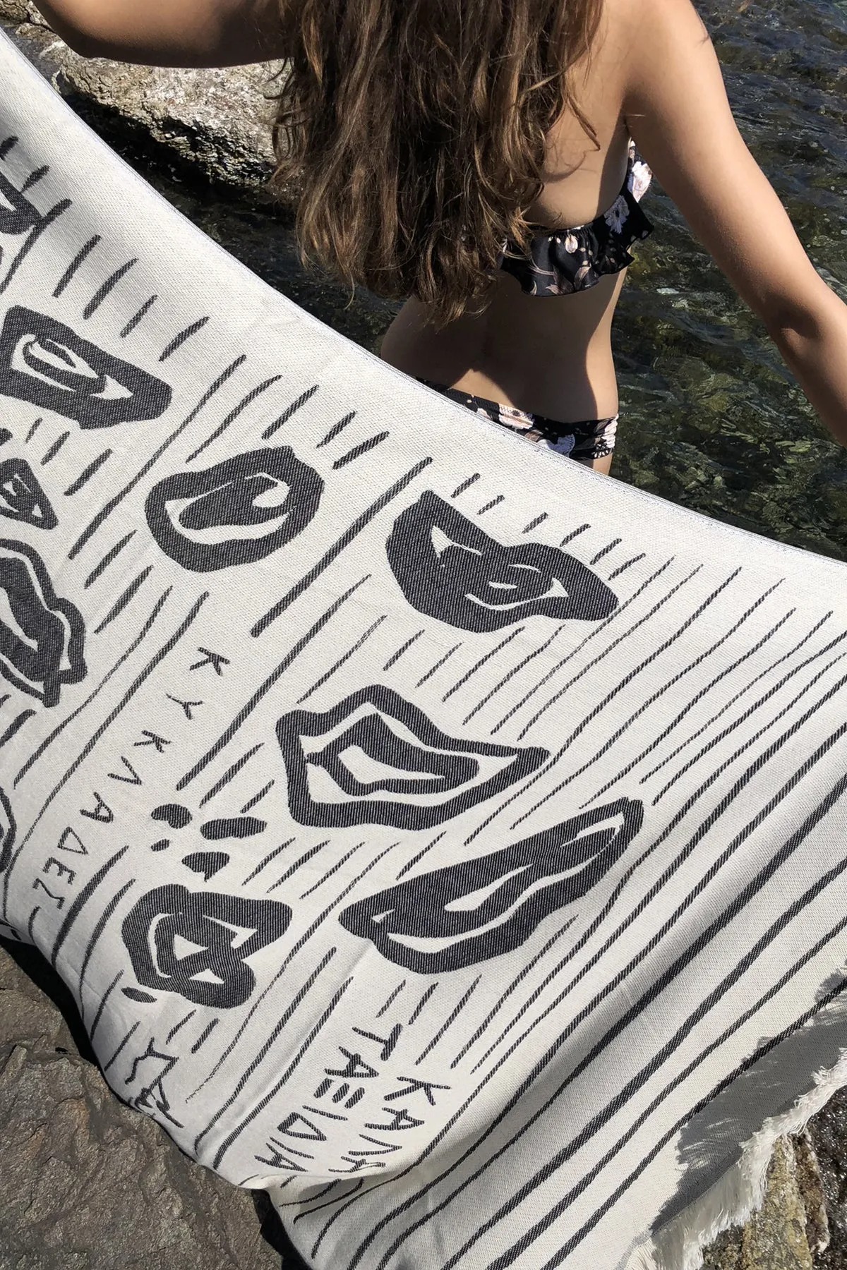 “Aigaio” Beach Towel in Black (1 LAST)