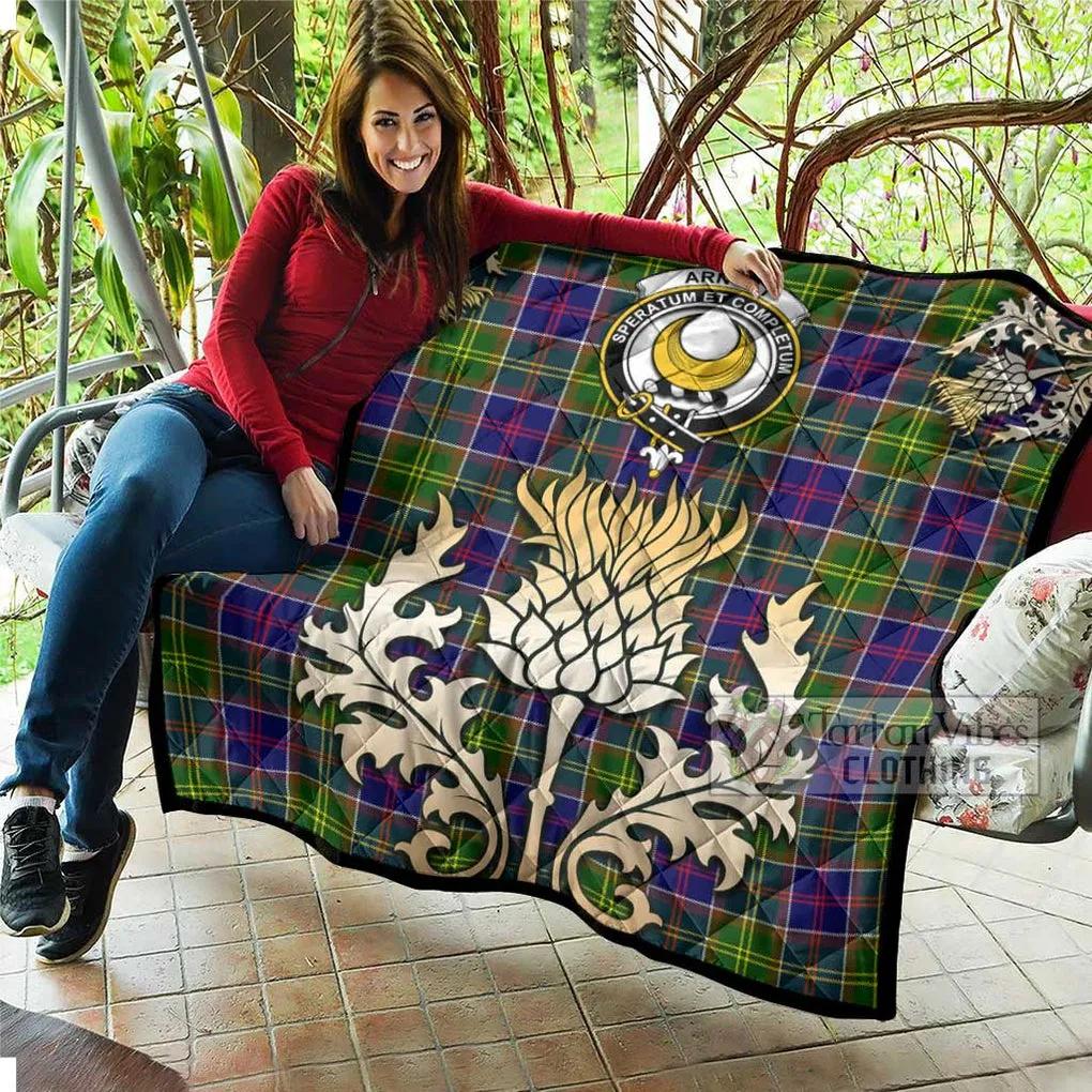 Arnott Tartan Quilt with Family Crest and Golden Thistle Style