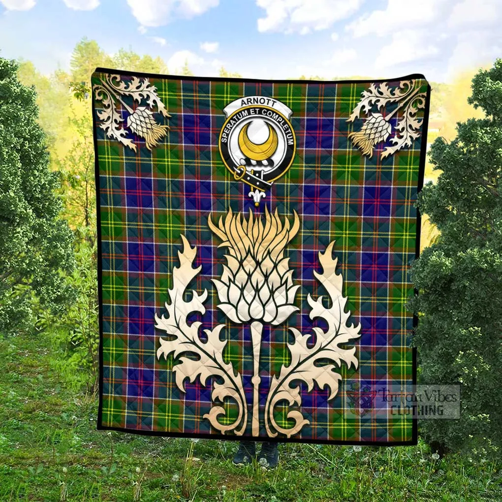 Arnott Tartan Quilt with Family Crest and Golden Thistle Style