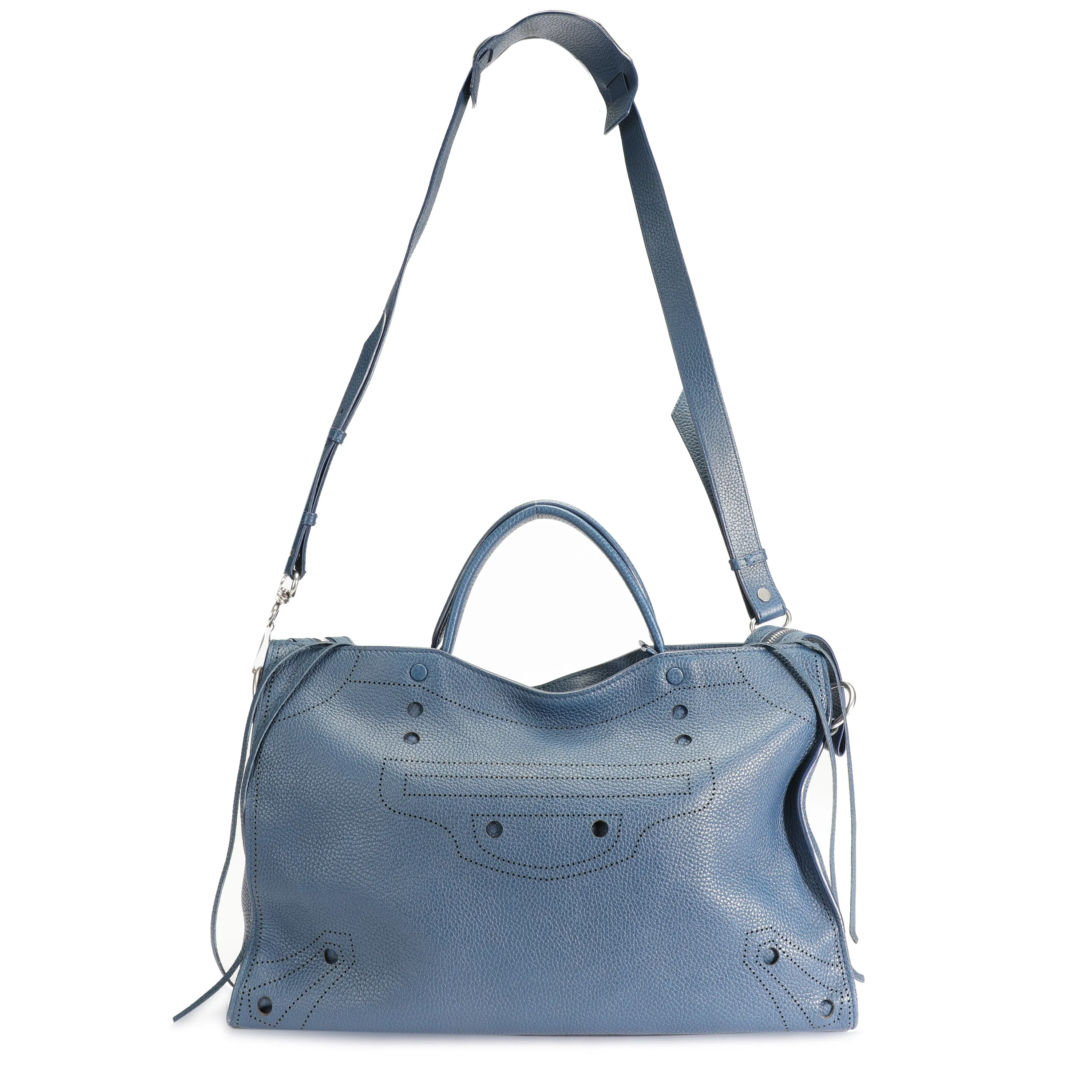 Balenciaga Bleu Tanzanite Calfskin Blackout City Bag