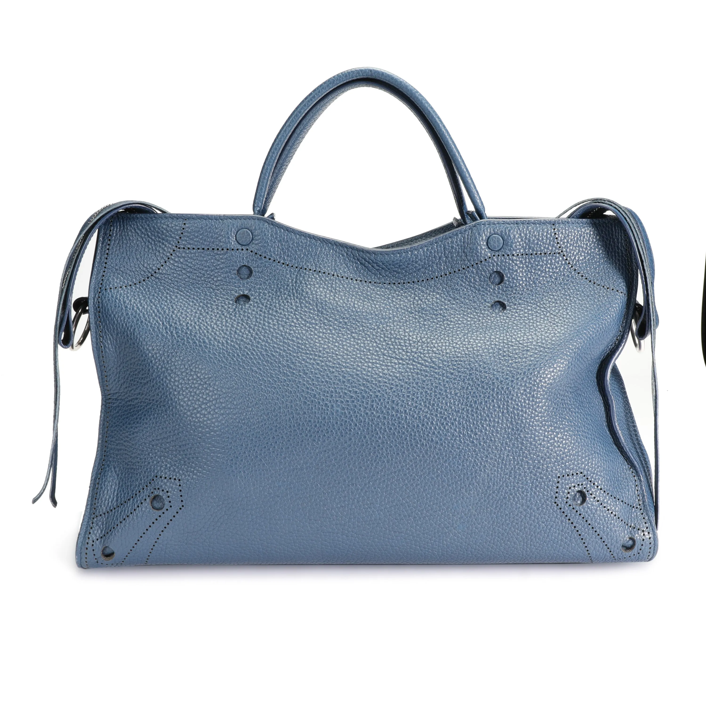 Balenciaga Bleu Tanzanite Calfskin Blackout City Bag