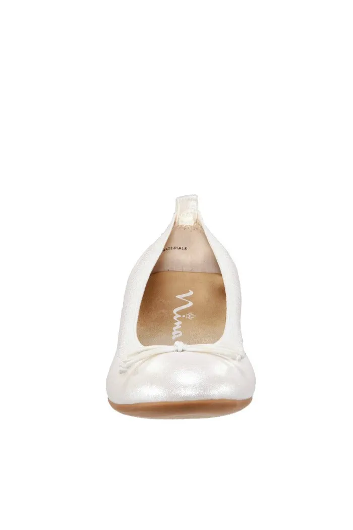 Nina Kids Esther Flat in Ivory Pearlized