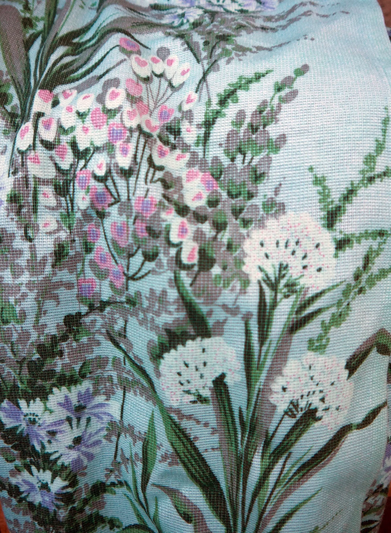 Set of Green floral vintage curtains