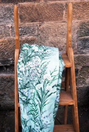 Set of Green floral vintage curtains