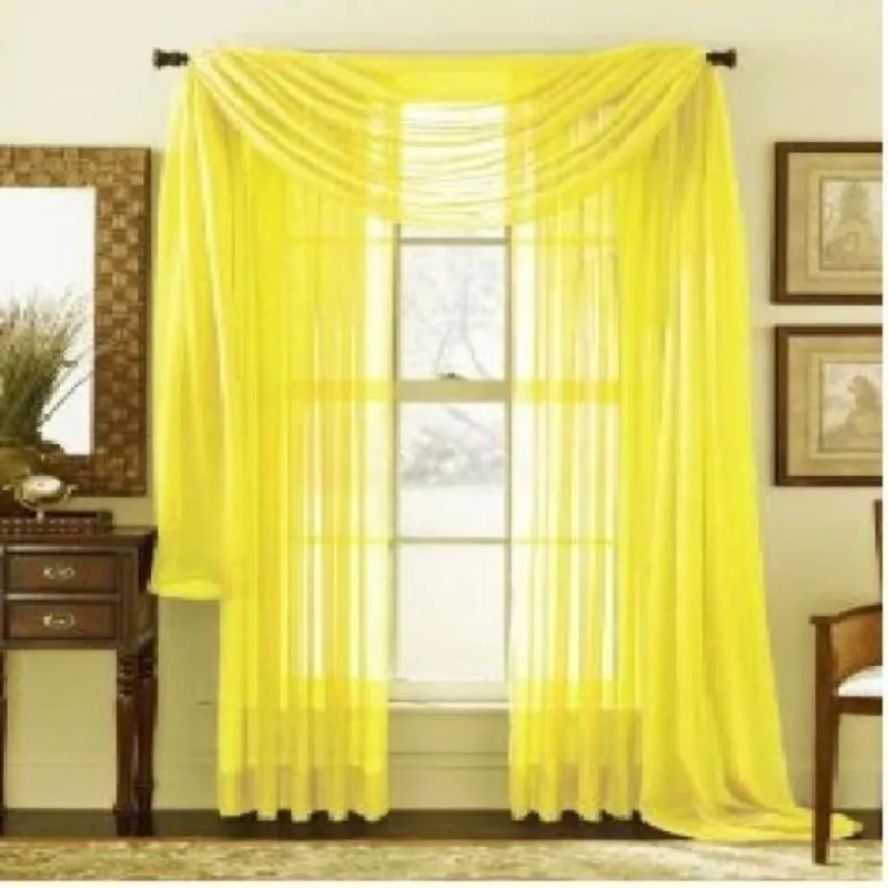 Window Curtains 2-Piece Sheer Panel with 2 inch Rod Pocket