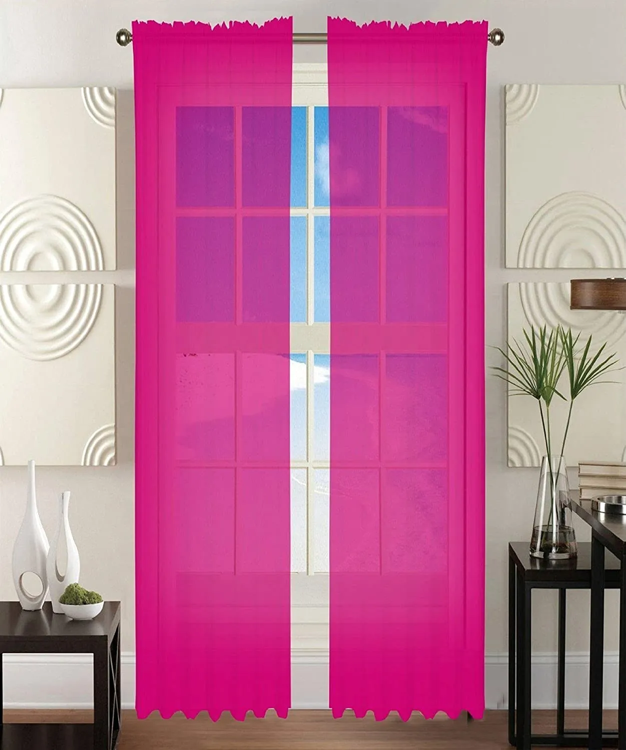 Window Curtains 2-Piece Sheer Panel with 2 inch Rod Pocket