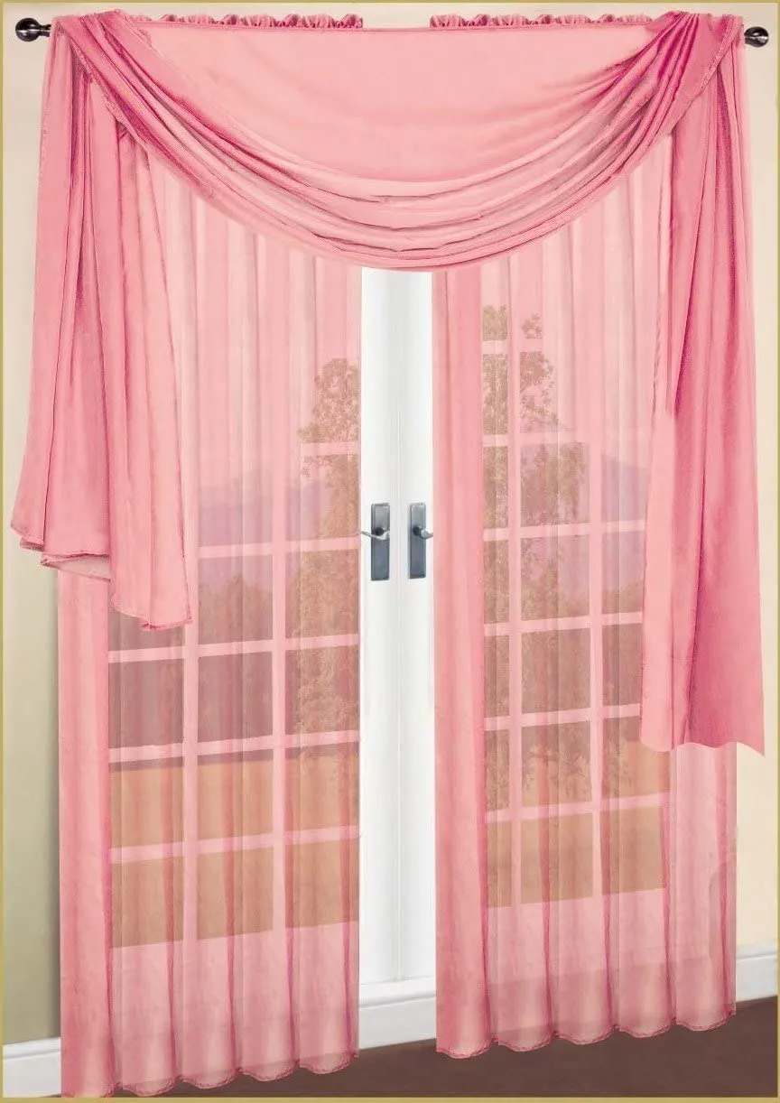 Window Curtains 2-Piece Sheer Panel with 2 inch Rod Pocket