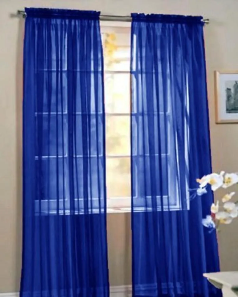 Window Curtains 2-Piece Sheer Panel with 2 inch Rod Pocket