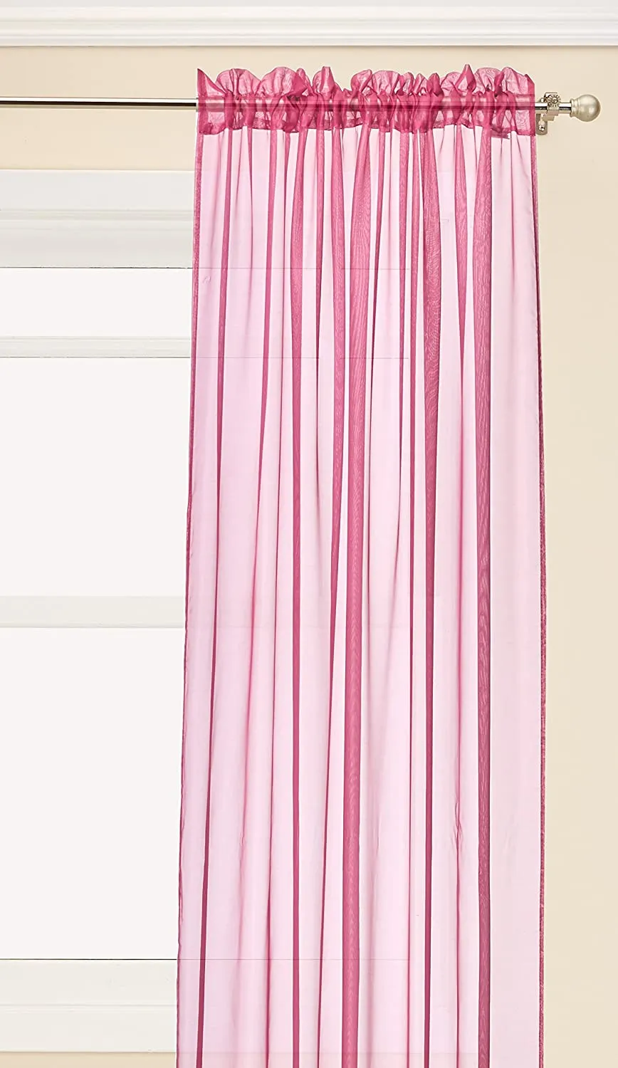 Window Curtains 2-Piece Sheer Panel with 2 inch Rod Pocket
