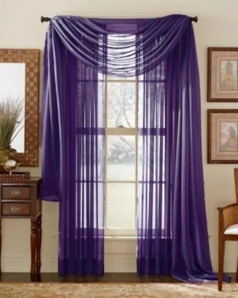 Window Curtains 2-Piece Sheer Panel with 2 inch Rod Pocket