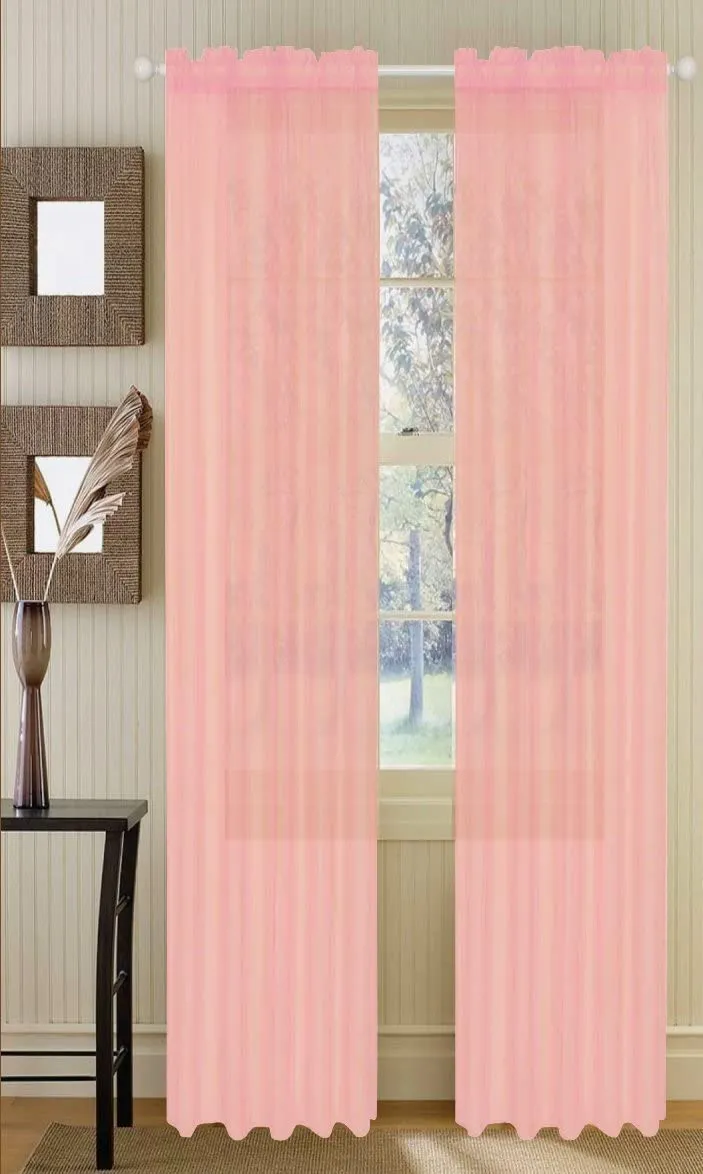 Window Curtains 2-Piece Sheer Panel with 2 inch Rod Pocket